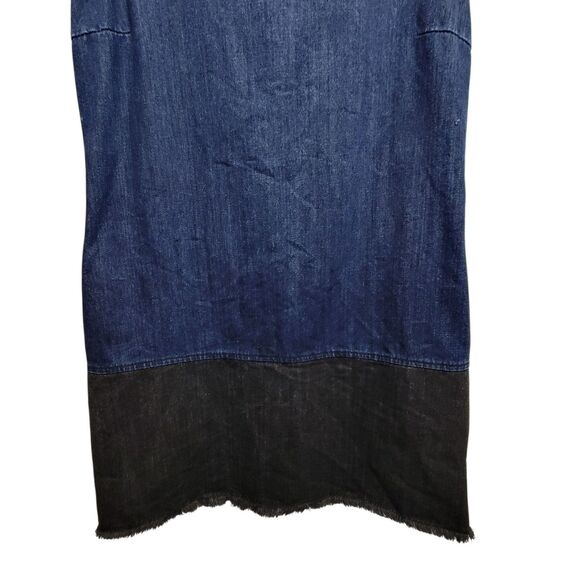 Costa Blanca Los Angeles Denim Blue & Black Raw Hem Dress Size Small - Picture 4 of 8